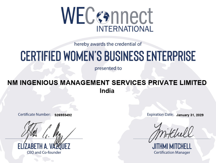 Certified Women's Business Enterprise certificate